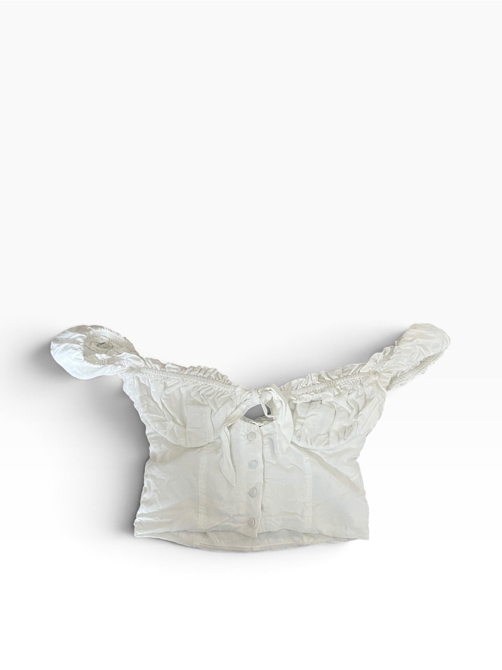 Princess Polly White Off-Shoulder Tie Front bustier top